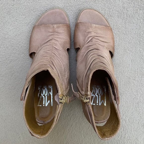 Miz Mooz Becca Soft Leather Slouch Wedge Peep Toe Booties Sz39 - Picture 8 of 16